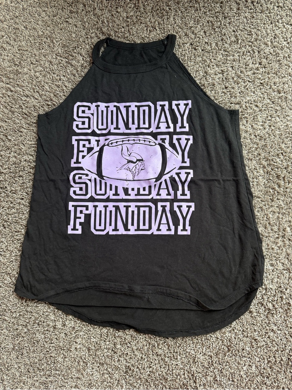 Sunday Funday Graphic Tank Top - Black & Light Purple MN VIKINGS
